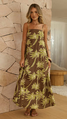 Marcel Maxi Dress - Brown/Green Palm