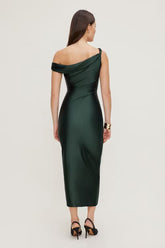 Jayde Stretch Satin Maxi Dress-Scarab Green