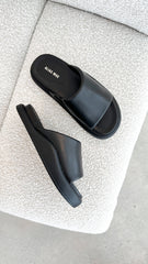 Thea Slide - Black Leather