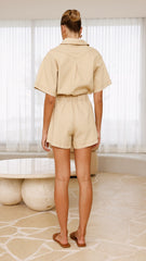 Nella Playsuit - Beige Denim